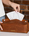 Leather Tissue Box Cover — Premium Personalized Handmade Leather | Pikore