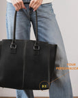 Laptop Tote Bag Valencia — Premium Personalized Handmade Leather Bag | Pikore