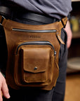 Leather Hip Pack with Thigh Strap - Pikore