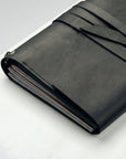 Black leather wallet on a white background