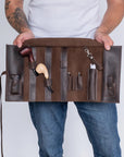 Leather Pipes Roll Case - Pikore