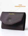 Brown leather wallet with 'Your Personalization Mark' text on a white background