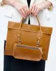 Laptop Bag with Small Pouch Set — Premium Personalized Handmade Leather Laptop Bag | Pikore