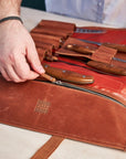 Leather Canvas Chef Knife Roll for cooking - Pikore