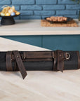 Leather Canvas Chef Knife Roll for cooking - Pikore
