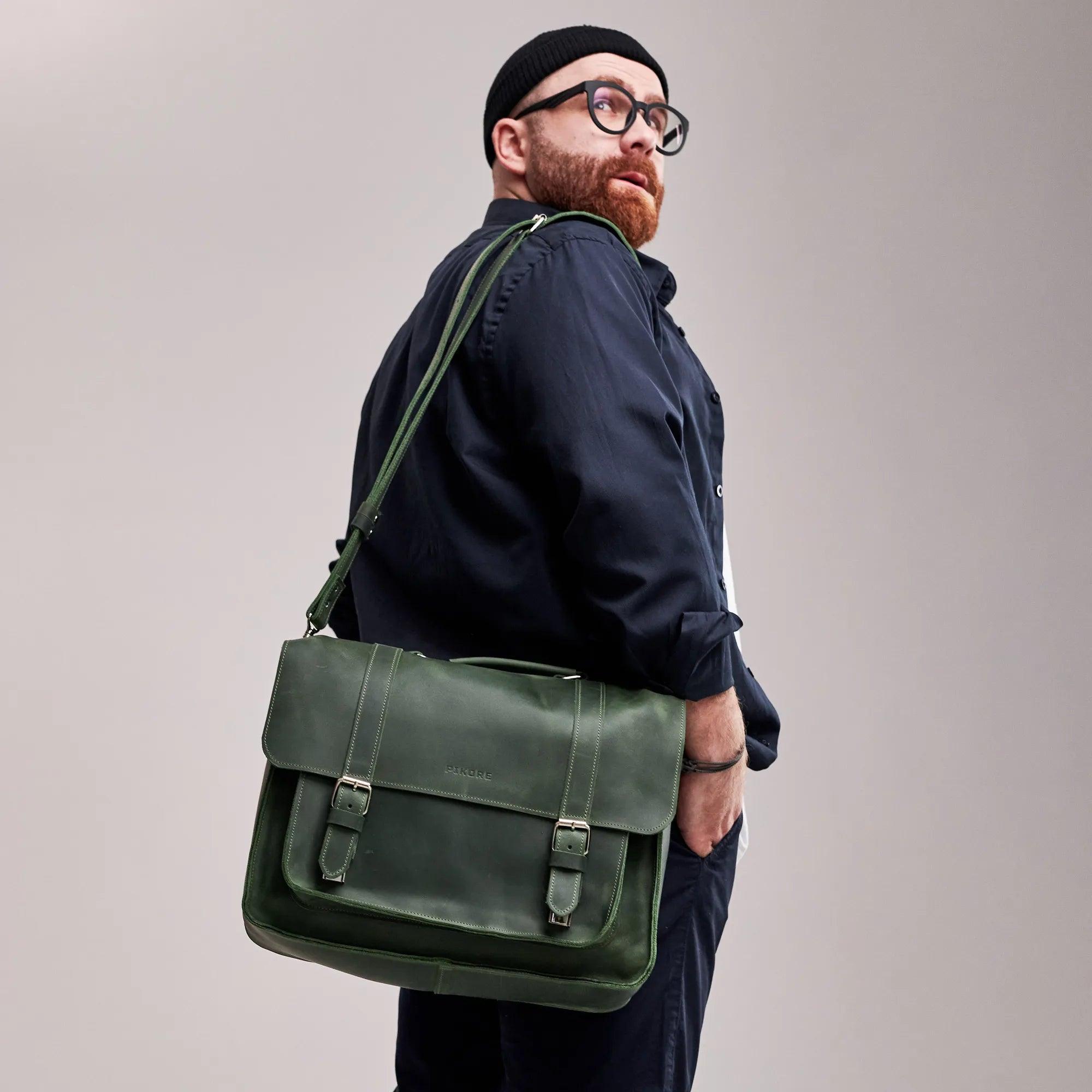 Premium Quality Leather Briefcase Engraved Briefcase for Men Pikore