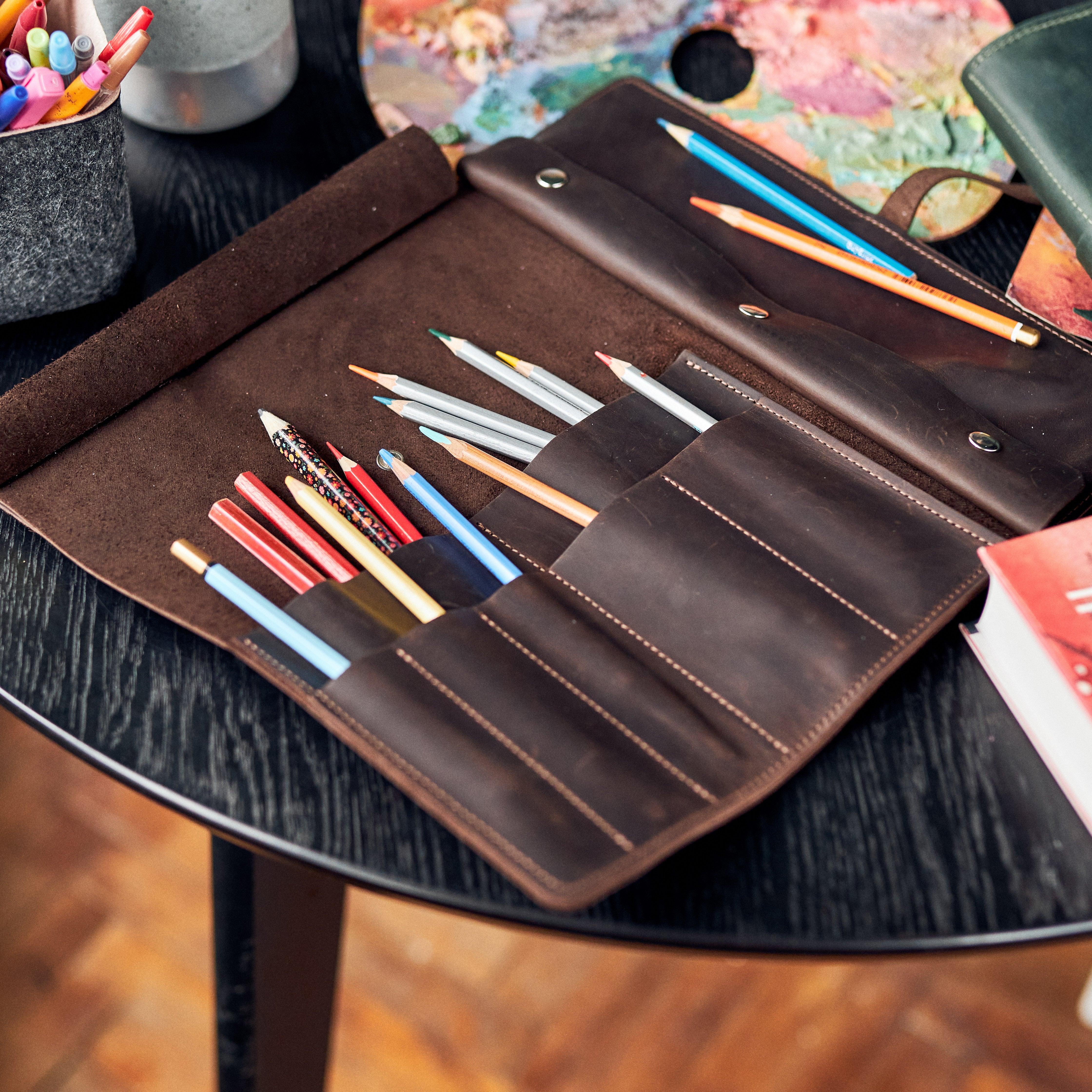 Leather Paint Brush Roll - Pikore