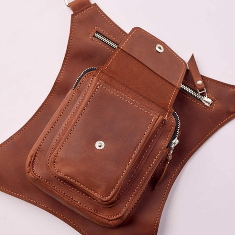 Leather Hip Pack with Thigh Strap - Pikore