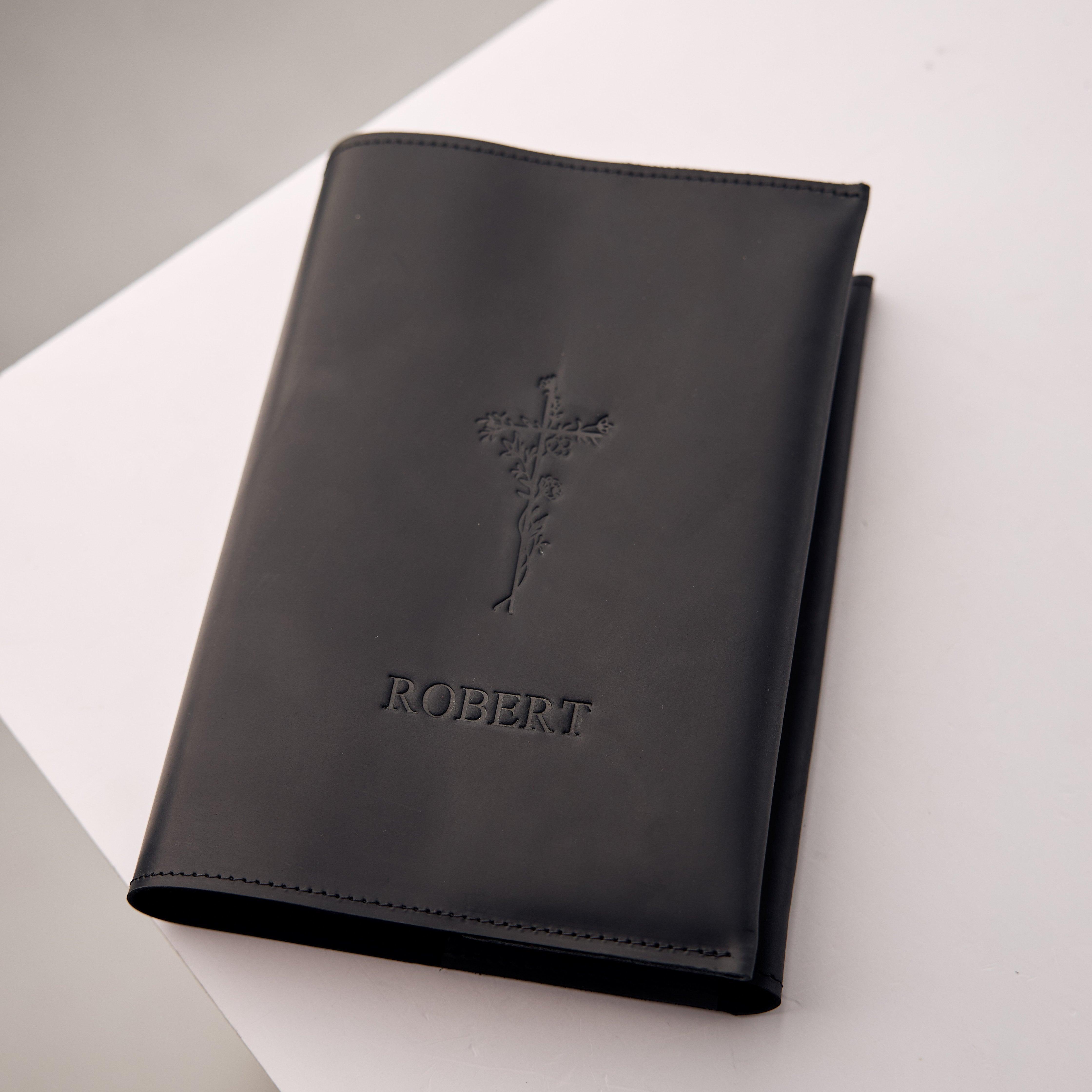 Bible Cover Leather Black