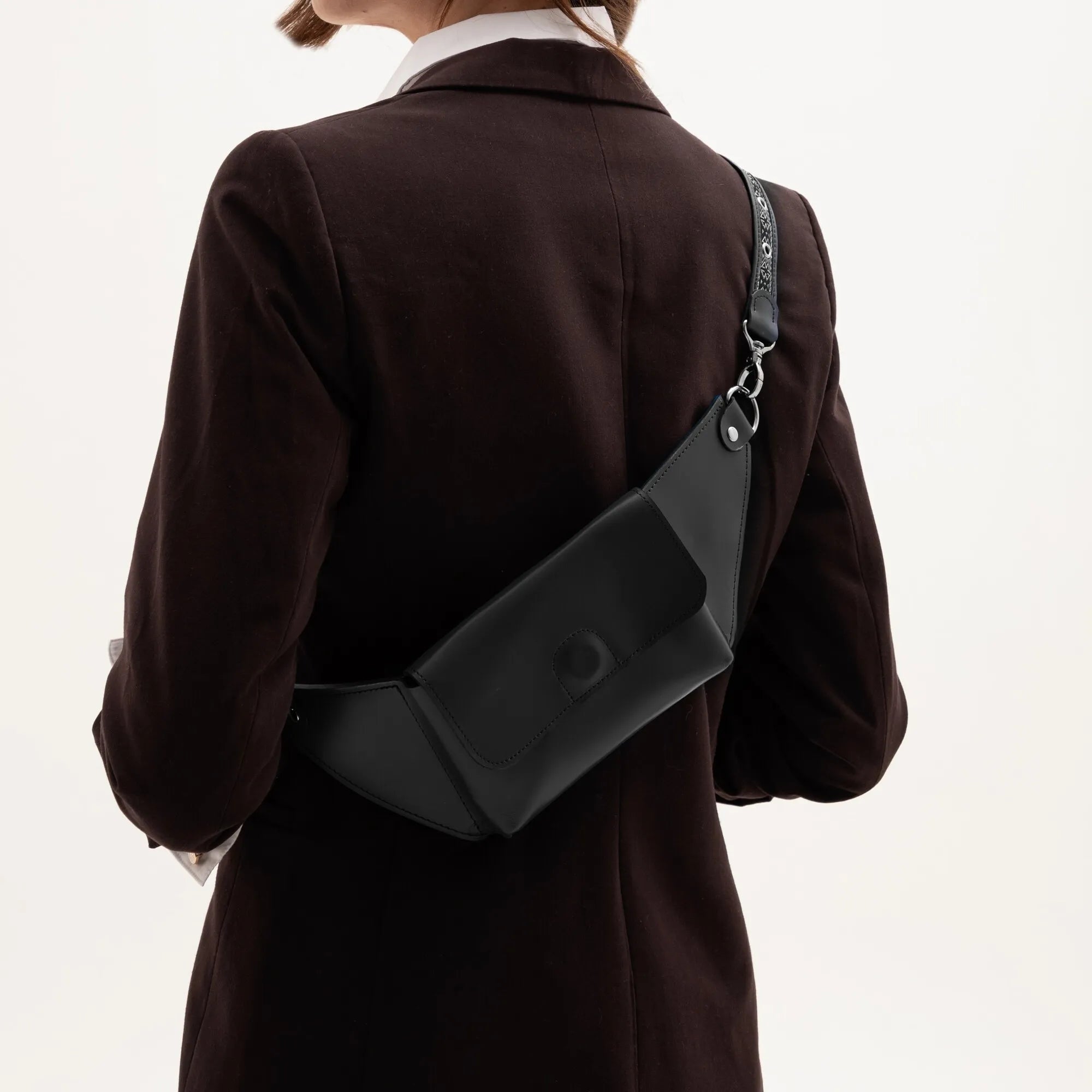 Black Leather Belt Bag