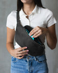 Black Leather Bum Bag