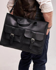 Black Leather Messenger Bag