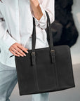 Black Leather Shoulder Tote