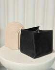 Black Leather Storage Bin