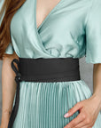 Black Leather Tie Belt