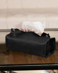 Black Leather Tissue Box Cover