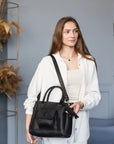 Black Leather Tote Bag