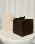 Brown Leather Storage Bin