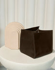 Brown Leather Storage Bin
