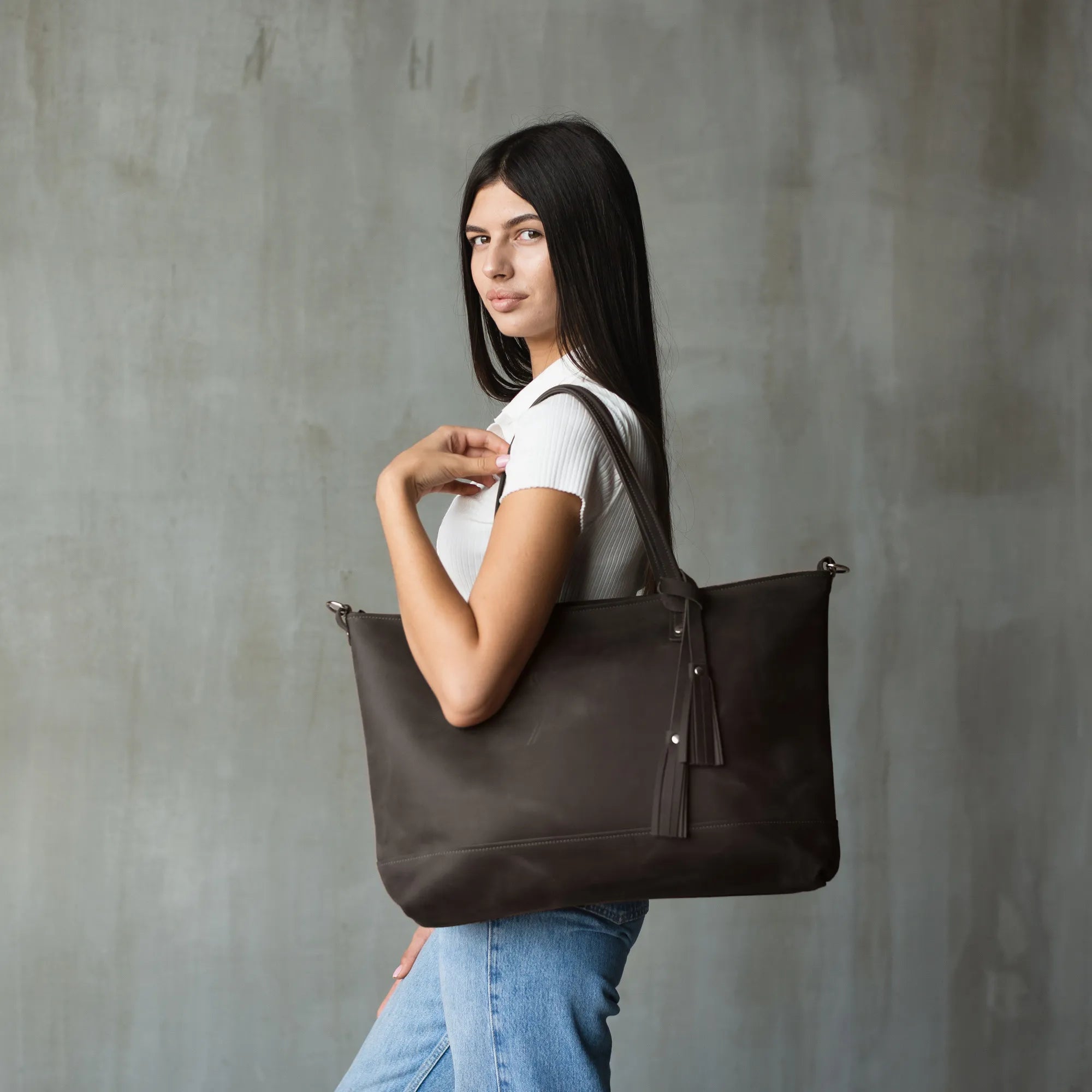 Brown Leather Tote Bag