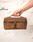 Toiletry Organizer Bag — Premium Personalized Handmade Leather Cosmetic Bag | Pikore