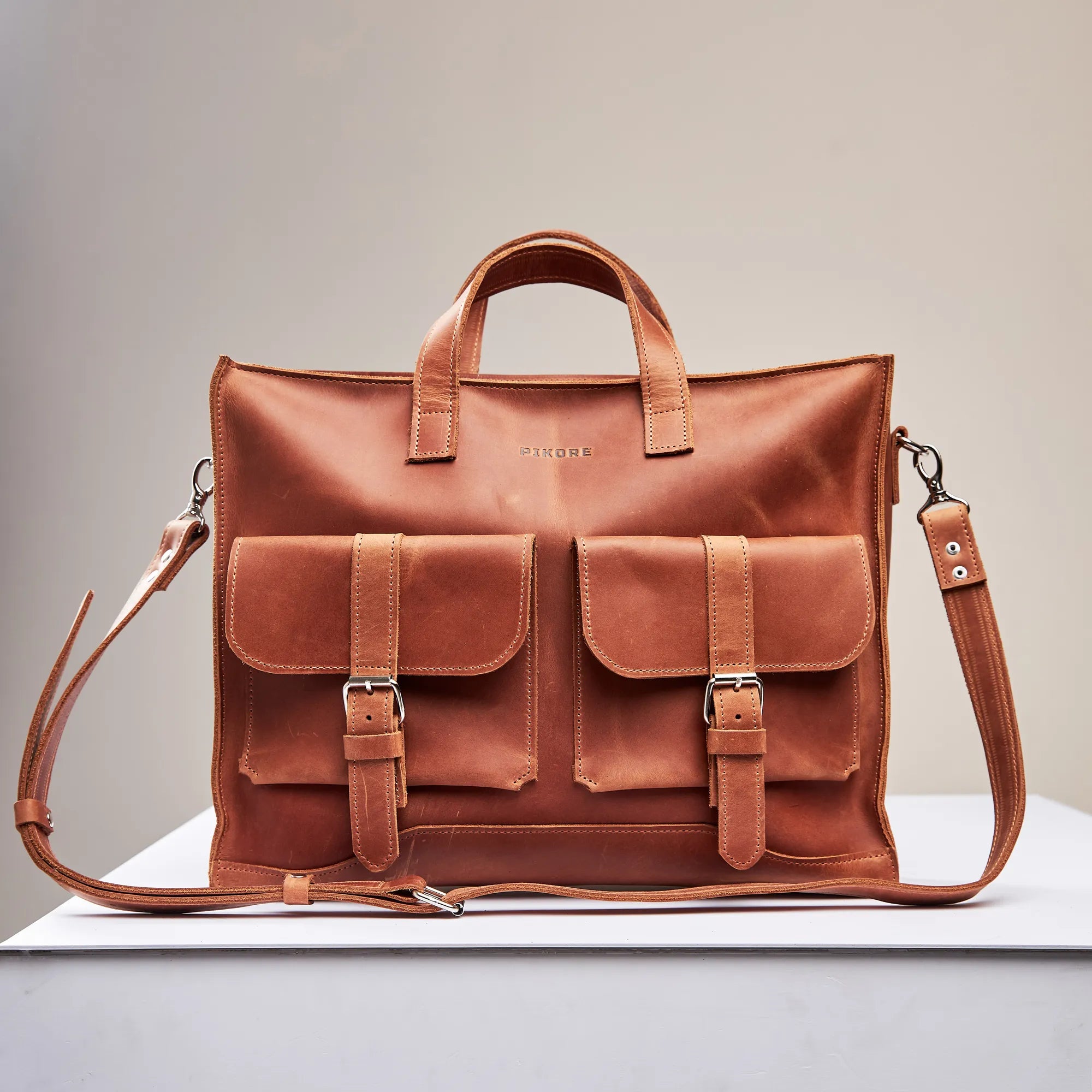 Cognac Laptop Messenger Bag