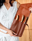 Cognac Leather Knife Roll
