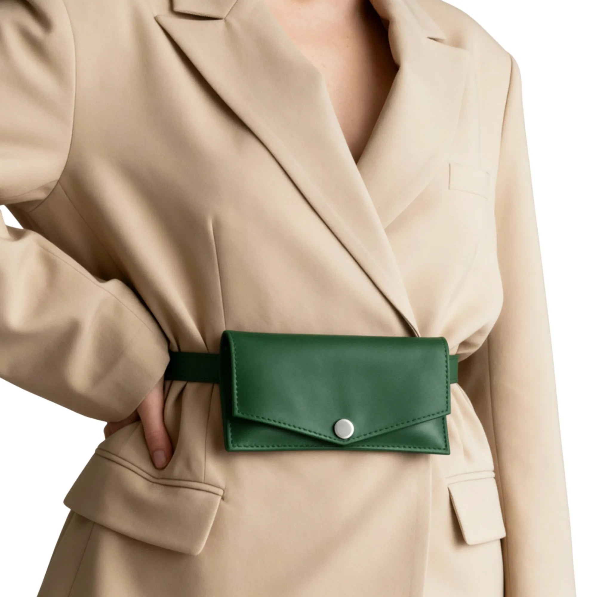 Green Leather Belt Bags