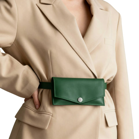 Green Leather Belt Bags
