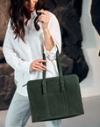 Green Leather Shoulder Tote