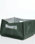 Green Leather Storage Basket