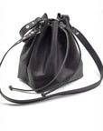 Leather Drawstring Bucket Bag