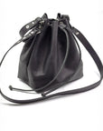 Leather Drawstring Bucket Bag
