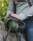 Leather Saddle Pouch Green