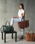 Leather Shoulder Tote Bag