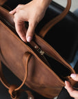 Leather Tote with Zipper