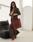 Monogrammed Leather Tote