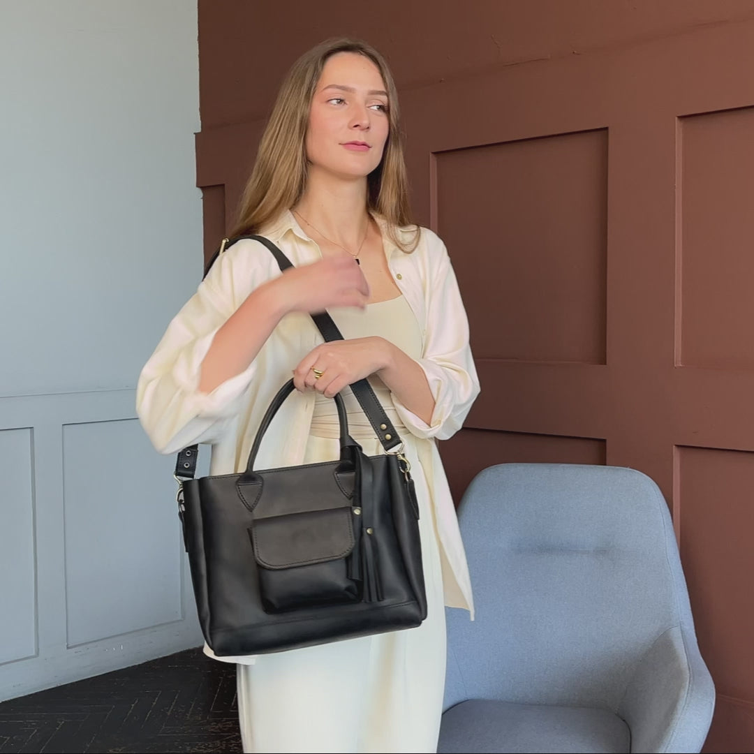 Leather Bag with Trolley Sleeve