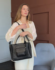 Leather Bag with Trolley Sleeve