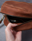 Round Leather Crossbody Bag