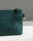 Small Leather Pouch with Zipper