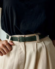 Thin Green Leather Belt