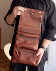 Leather Hanging Toiletry Bag - Pikore