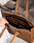 Leather Tote with Zipper