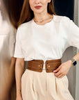 Wide Leather Cinch Belt