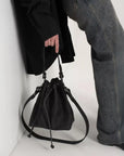 Womens Drawstring Bag Leather