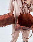 Woven Leather Tote Handbag