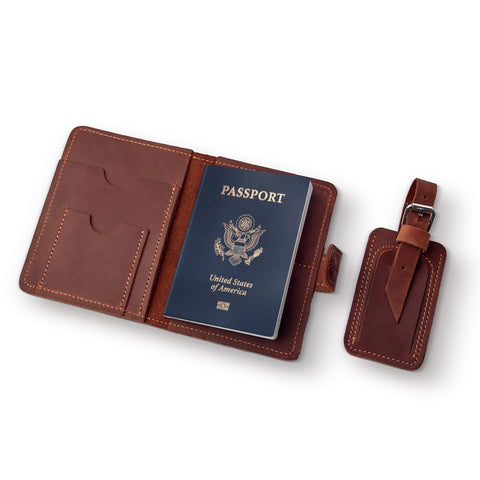 Leather Passport Holder and Luggage Tag