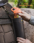 Saddle Bottle Holder Rider — Premium Personalized Handmade Leather Drink Holder | Pikore