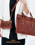 Laptop Bag with Small Pouch Set — Premium Personalized Handmade Leather Laptop Bag | Pikore